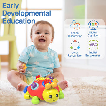 Baby Bilingual Musical Ladybug Crawling Toys,Baby Toys 6-12 Months with Light-up Music, Early Educational Learning Toys, Infant