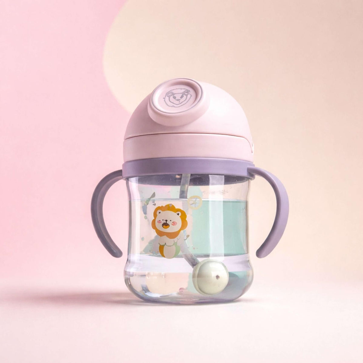 FLENGO; MADE FOR YOU Baby Sippy Cup with Straw and Dual Handles, Lion Print
