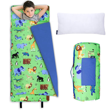 Wildkin Kids Nap Mat with Pillow for Boys & Girls - Soft & Cozy Toddler Sleep Mat for Daycare, Preschool, Kindergarten & Travel,