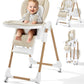 Mallify Foldable High Chairs for Babies and Toddlers, 3-in-1 Convertible Baby High Chair with Removable Soft Cushion and Tray, A