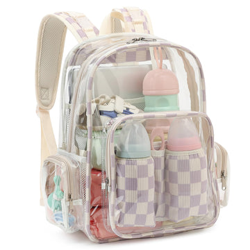 Dezcrab Clear Baby Diaper Bag Backpack for Mom, Large Capacity Travel Nappy Bag for Boys & Girls with Stroller Straps (Corduroy 