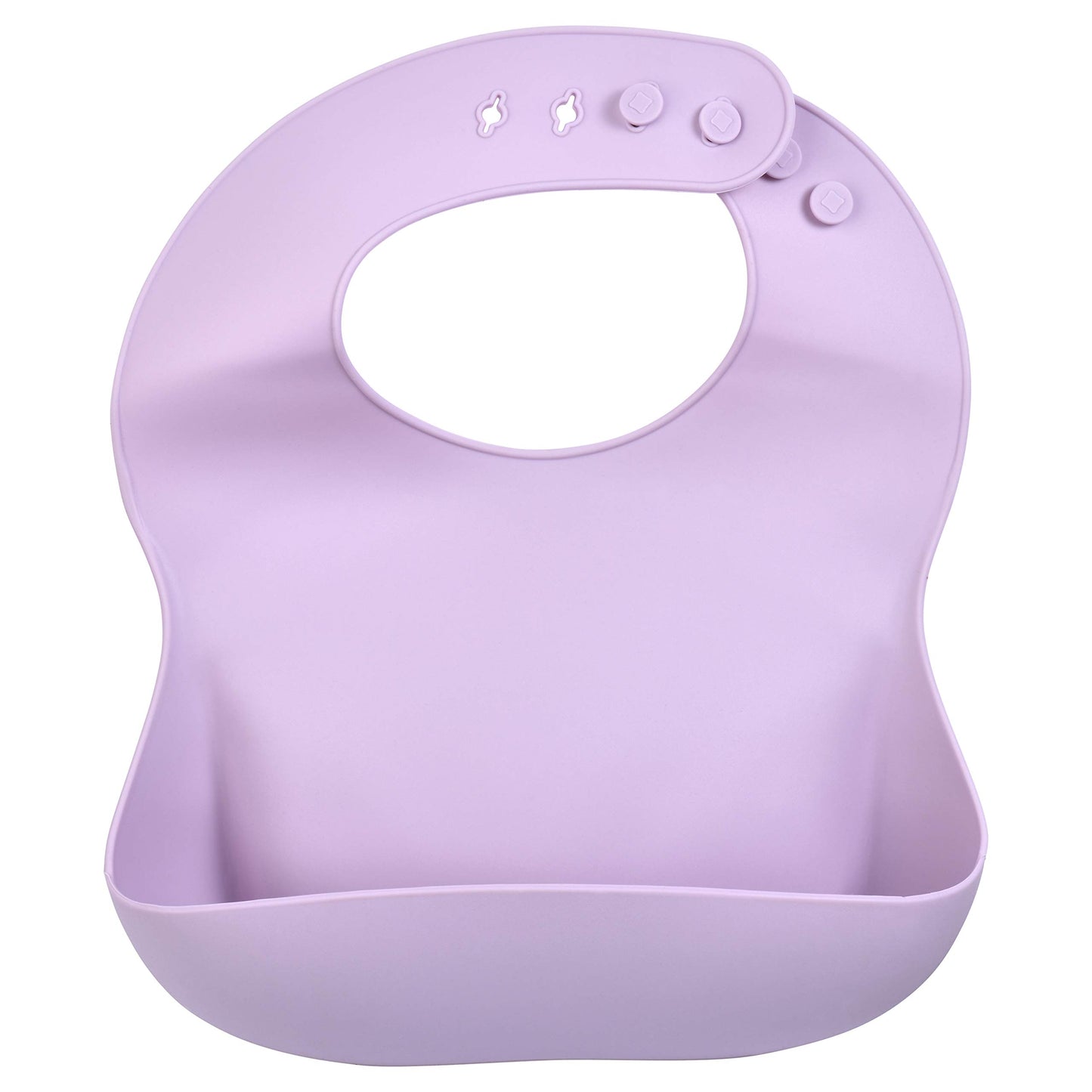 Three Little Tots Modern Silicone Baby Bib - Adjustable Fit Waterproof Catch Bibs ((Lilac)