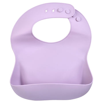 Three Little Tots Modern Silicone Baby Bib - Adjustable Fit Waterproof Catch Bibs ((Lilac)