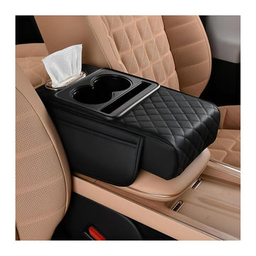 Zequor Car Seat Organizer with Cup Holder & Tissue Box Holder Universal Car Armrest Storage Console Organizer for Front Seat Mul