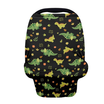 Biyejit Green Dinosaur Baby Multi-Use Cover - Nursing Cover, Baby Car Seat Covers, Shopping Cart, High Chair, and Breastfeeding 