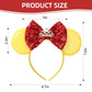 Razko Sparkle Minnie Ears Headband - Yellow-Red Bow - One Size Fits All - Hairband Or Minnie Ears Headband For Party, Disney Tri