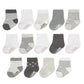 Fruit Of The Loom Baby 14-Pack Grow & Fit Flex Zones Cotton Stretch Socks - Unisex, Girls, Boys (12-24 Months, Grey Stripe)