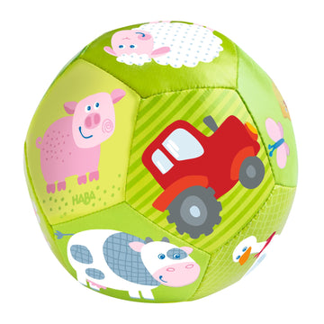 HABA 4.5 Baby Ball On The Farm Tummy Time and Sensory Play Favorite to Encourage Crawling and Gross Motor Skills for Babies 6 Mo