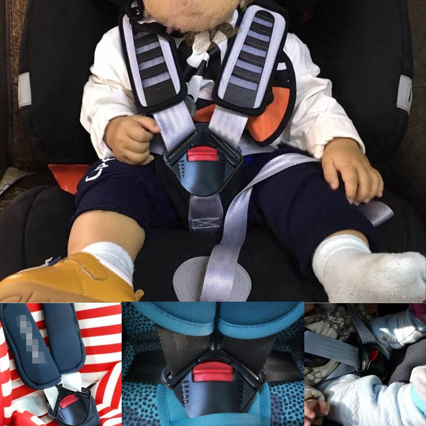 Universal Child Seat Toddler Harness Clip Fixed Lock Buckle 5Pt 5 Point Adjustable Strap For Stroller Baby High Chair Pram Buggy