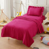 KKJIAF 3 Piece Toddler Sheet Set Microfiber, Includes a Flat Sheet, a Fitted Sheet and a Ruffle Pillowcase, Hot Pink