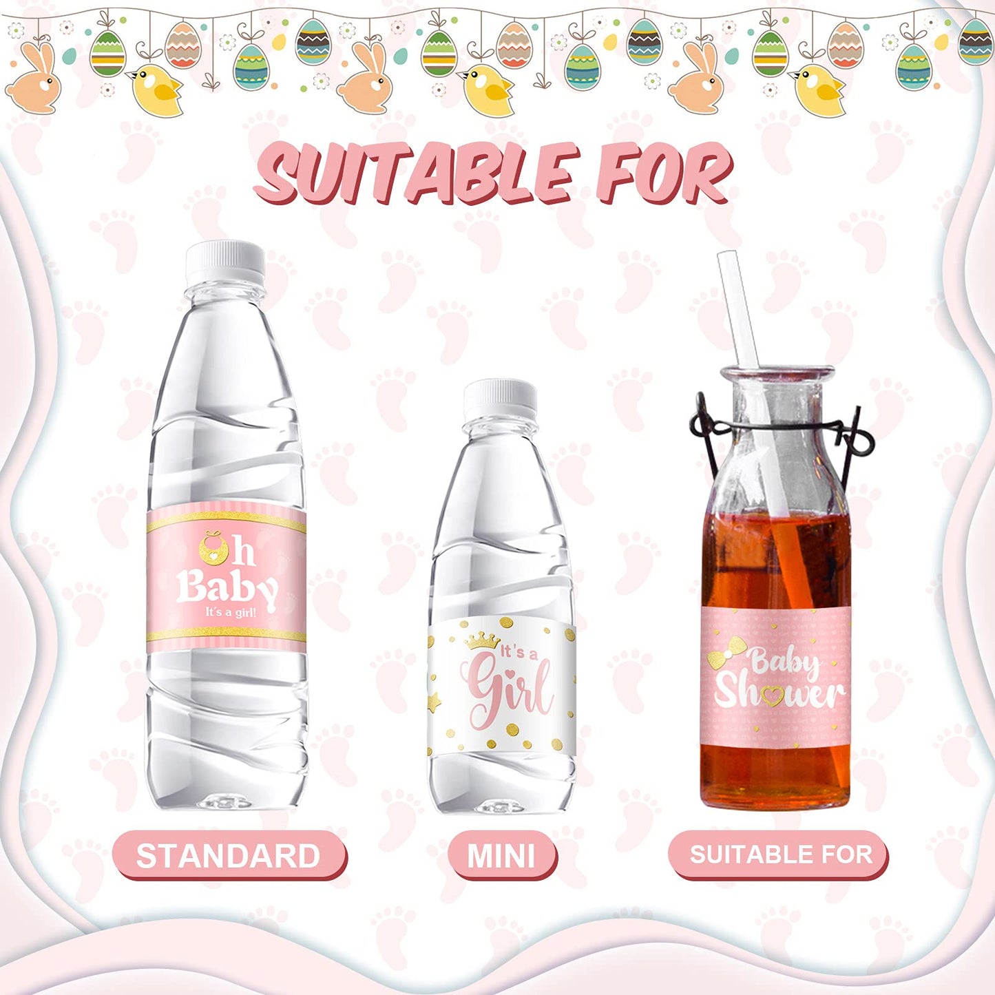 80 Pieces Baby Shower Water Bottle Labels Shower Water Bottle Stickers Wrappers Waterproof Baby Shower Labels For Baby Shower Pa