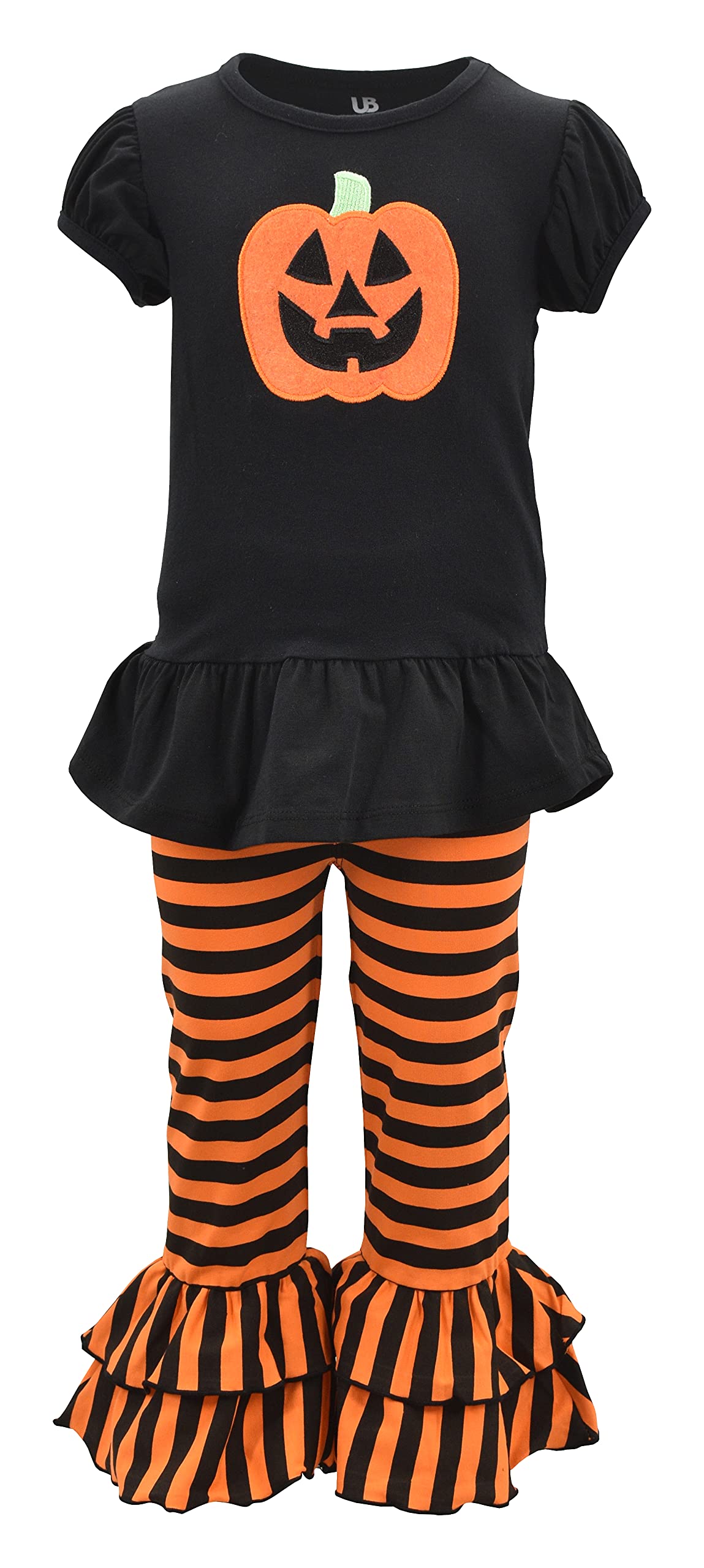 Unique Baby Baby-Girls 2 Piece Halloween Pumpkin Ruffled Pants Outfit (5T)