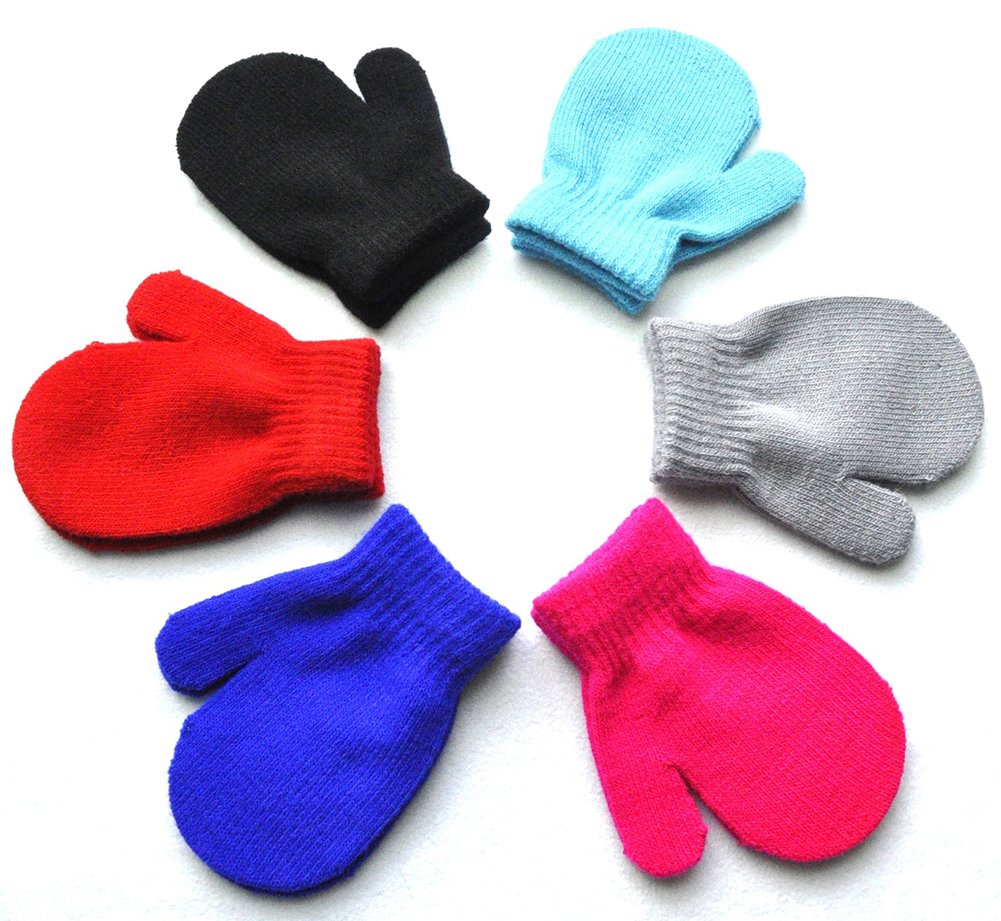 Biuxiaobai Baby Boys And Girls Solid Warm Knitted Mittens No Scratch Gloves, 1-4 Years, Royal Blue