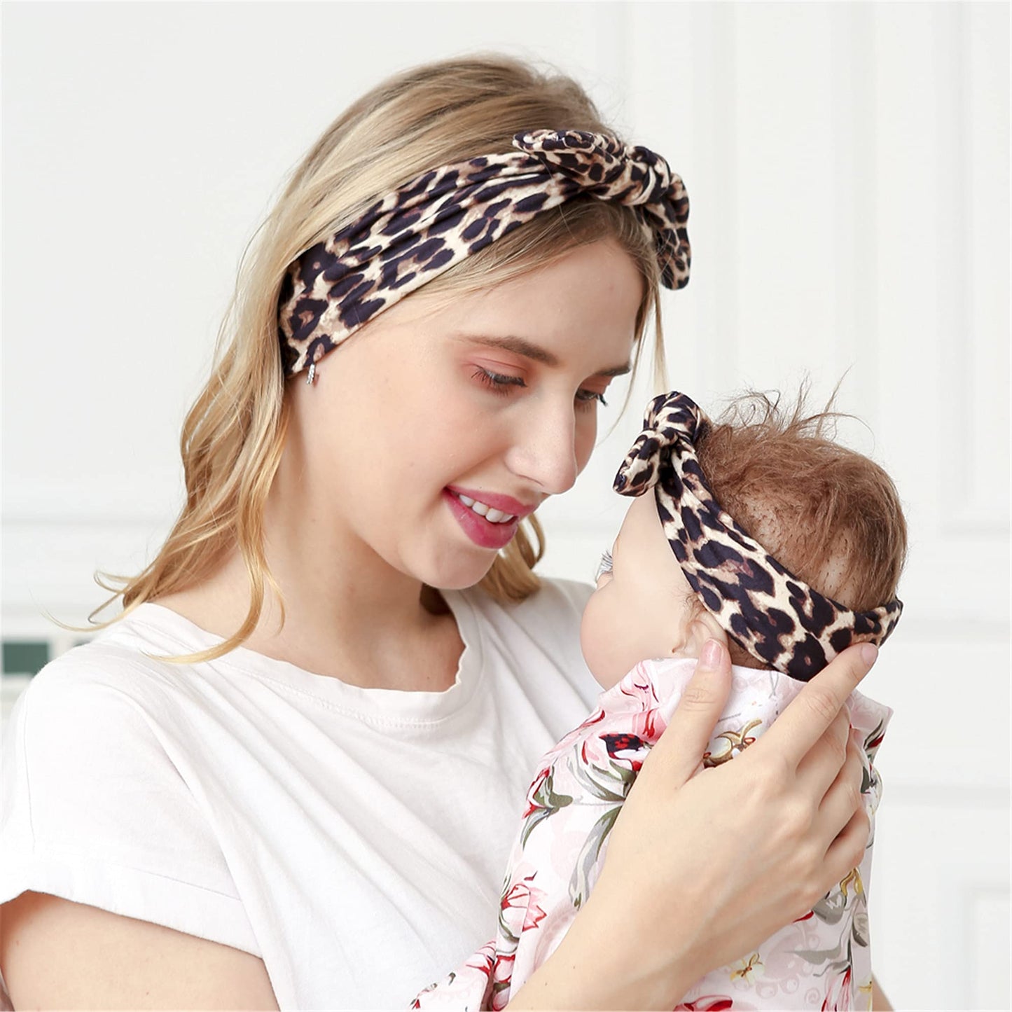 Ddnfo Mom And Baby Headbands Leopard Headwraps Infants Hair Bands(F13) (A-Leopard Headwraps)