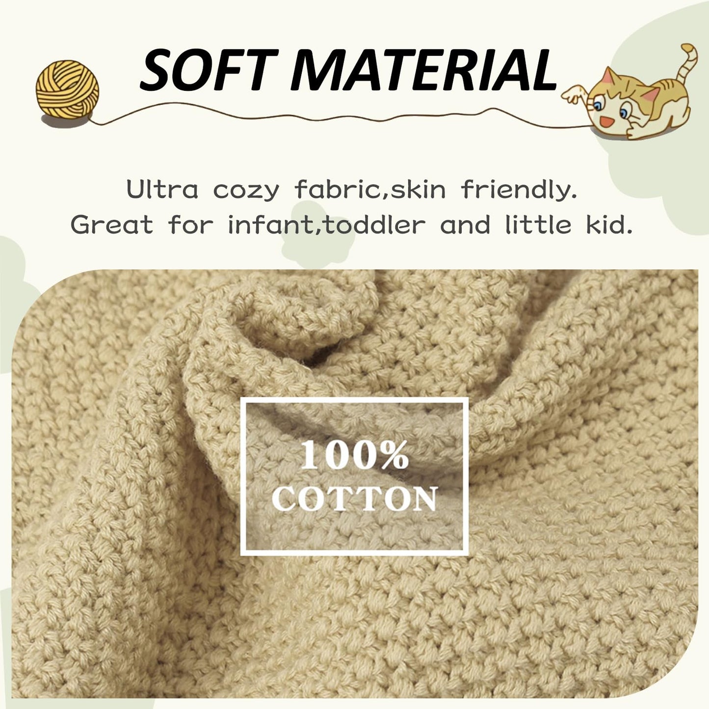 Peecabe Toddler Baby Girl Boy Cable Knit Sweater Cotton Infant Pullover Crewneck Long Sleeve Sweatshirt Fall Winter (2T, Khaki)