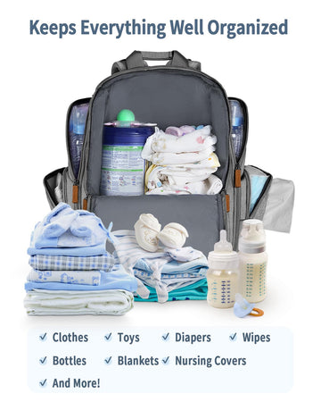 Mancro Diaper Bag Backpack, Multifunctional Baby Diaper Bag Backpack For Men Women With Stroller Straps, Travel Water Resistant
