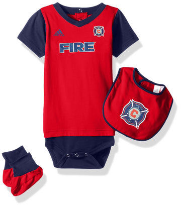 Mls Chicago Fire Boys Creeper Bib & Booty Set, Red, 6-9 Months