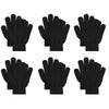 6 Pairs Kids Magic Gloves Winter Warm Full Fingers Gloves Soft Knitted Mittens For Baby Boys Girls 6Black