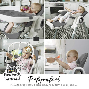 Sweety Fox Baby High Chair Adjustable To 7 Different Heights - Darkgrey Baby Chair - Silla Para Comer De Bebe - Foldable High Ch