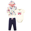 Touched By Nature Baby Organic Cotton Hoodie, Bodysuit Or Tee Top, And Pant, Bright Butterflies, 9-12 Months