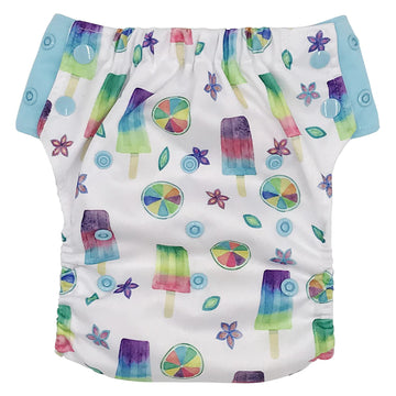Hybrid Cloth Diaper - Reusable Training Pants, Swim Diaper, Special Needs Briefs, Fits From Baby Up To 10 Years (Size 3, Popsicl