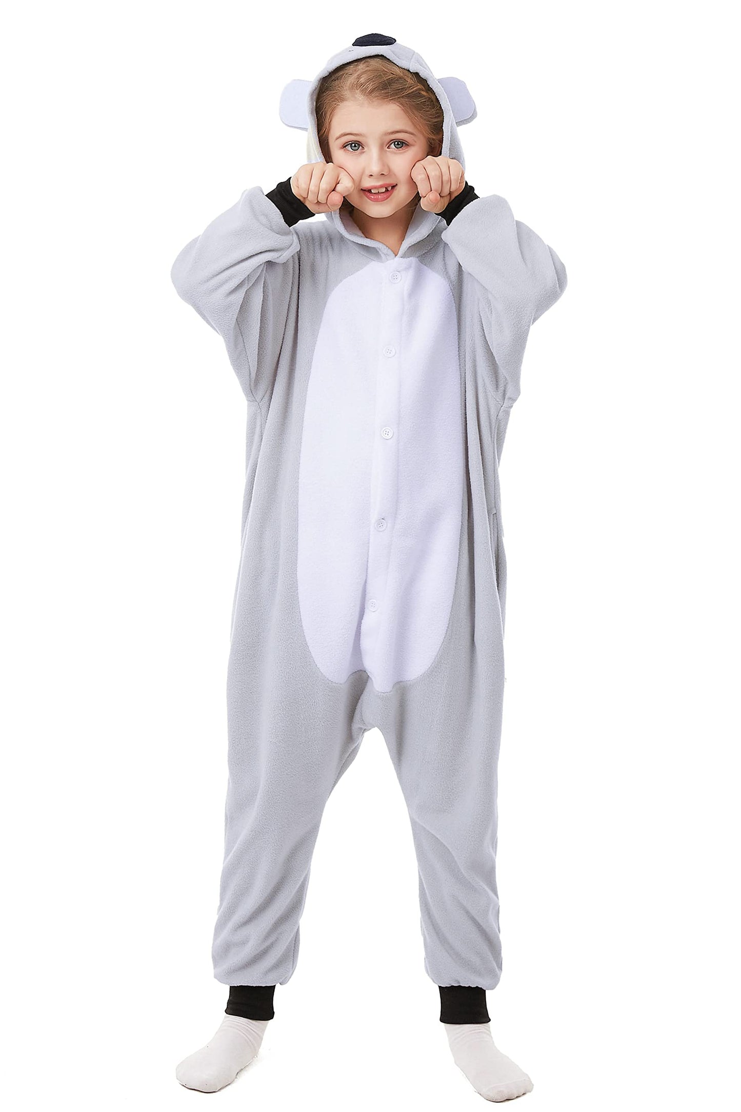 Canasour Koala Onesie Halloween Kids Cosplay Costume Girls Animal Unisex Outfuit One Piece Hooded Farm Soft Pajamas Grey Party 1