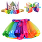 Bgfks Newborn Baby Girls 1St Birthday Photography Outfit Sets Layered Rainbow Tutu Skirt With Hairbow And Crown Headband
