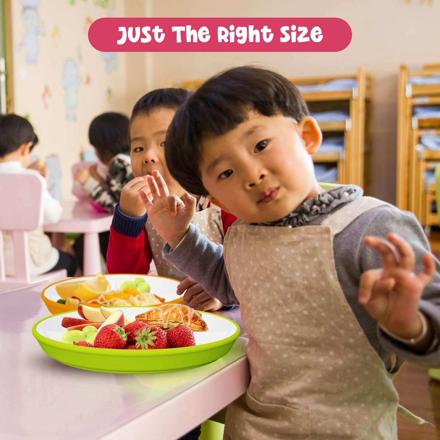 Kids Porcelain Plates With Anti-Slip Silicone Sleeves | Microwave & Dishwasher Safe | Premium Divided Toddler Plates For Hassle-