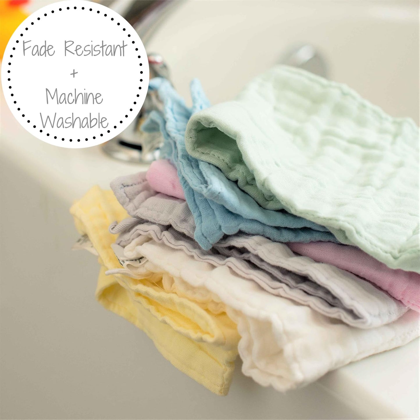 Lollybanks Muslin Baby Washcloths, 100% Cotton Newborn Washcloths, Large 12 X 12 Inches Soft And Absorbent Baby Towels For Bath,