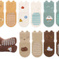 Exegawe Toddler Non Slip Socks, Cute Baby Socks With Grips Crew Socks 5 Pairs(F-5 Mix Colors,L)