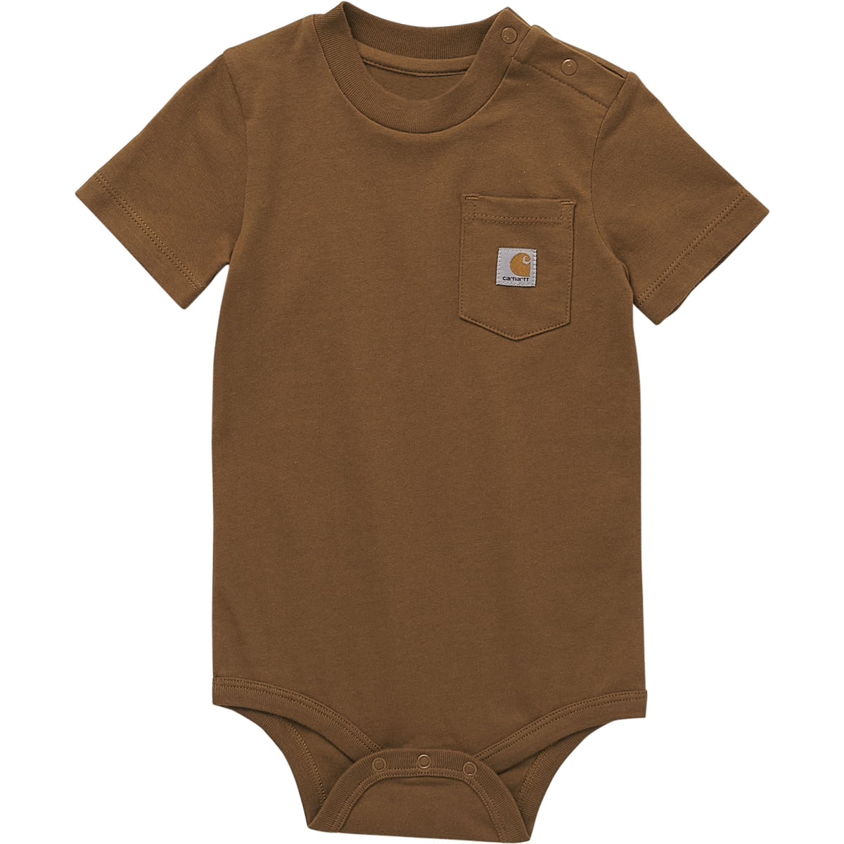 Carhartt UnisexBaby ShortSleeve Pocket Bodysuit, Classic Carhartt Brown, 18M