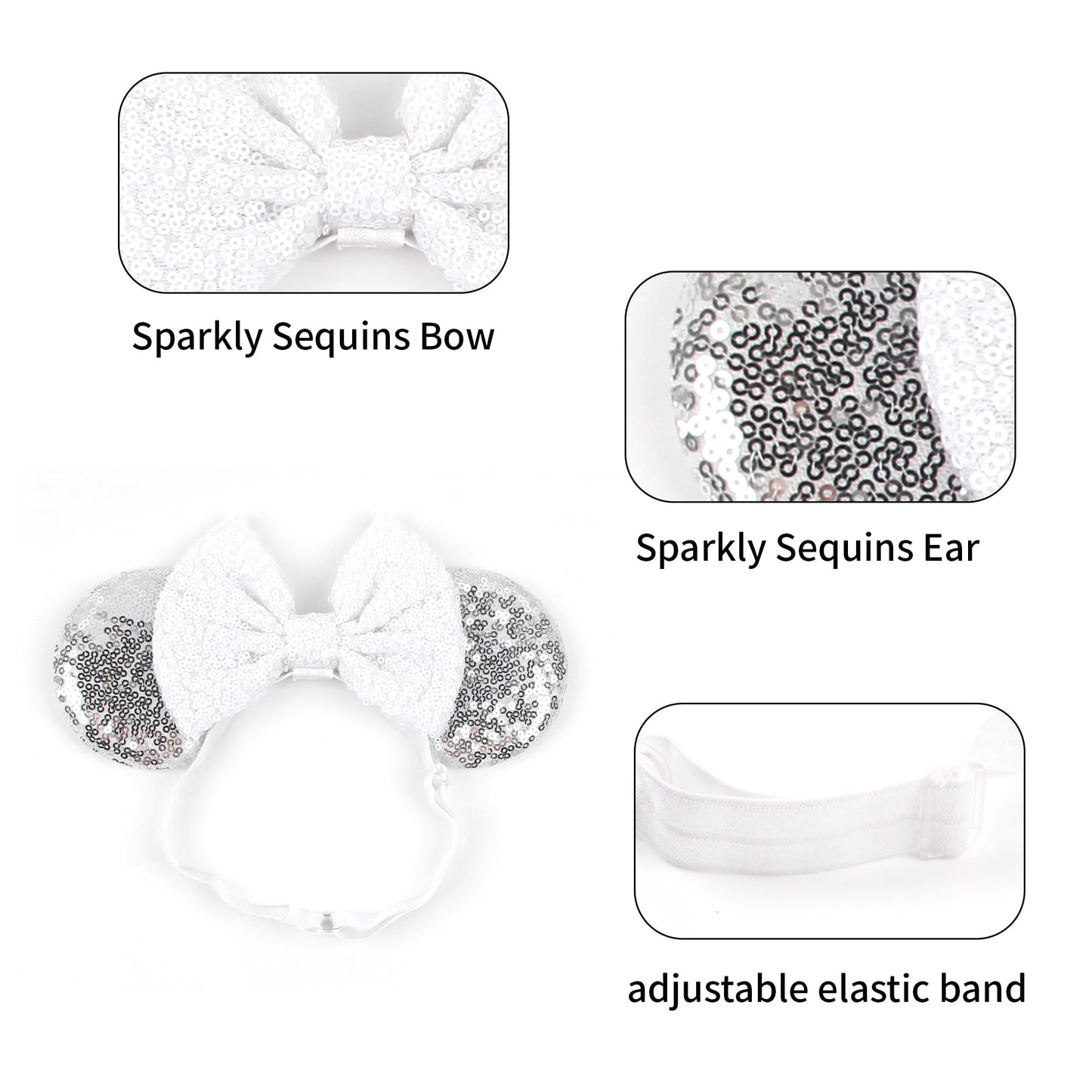 Bianbaistar Newborn Bows For Girls Toddler Hair Bows Elastic Adjustable Headband Mouse Ears Scrunchies Essencial Accessories For