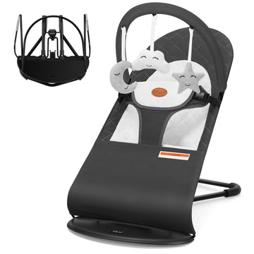 Hkai Baby Bouncer, Portable Baby Bouncer Seat For Babies 0-18 Months, 100% Cotton Fabrics, 3 Modes Of Use With Rocker And Statio