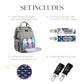 Dodo Babies Diaper Bag Backpack Set - Insulated & Waterproof Pockets - Plus Two Pacifier Clips, Binky Case & Stroller Straps (Bl