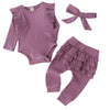 Fullfamous Infant Baby Girl Clothes Outfits,Fall Winter Onesie And Pant Set 12-18 Months Purple