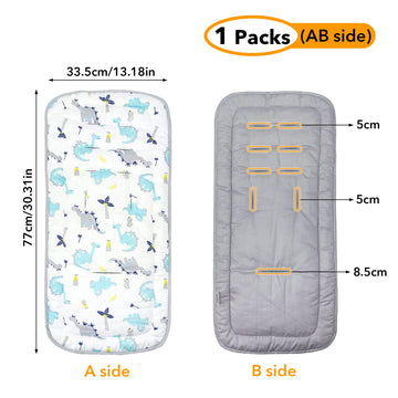 Baby Stroller Cushion, Universal Breathable And Soft Newborn Stroller Mat, 100% Cotton Cover Toddler Seat Pad Liner For Stroller