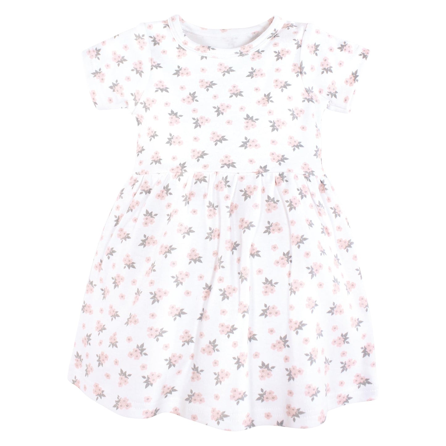 Hudson Baby Baby Girls Cotton Dresses, Tiny Pink Flower, 3-6M (M)
