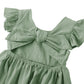 Dutebare Toddler Girls Dress Cotton Linen Ruffle Halter Sleeveless Kids Casual Summer Beach Party Dresses Green 120