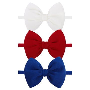 Lanmerry Baby Headband Bows 4Th Of July Accessories For Girls Newborn Hair Bows Red White And Blue Accessories Infant Nylon Head