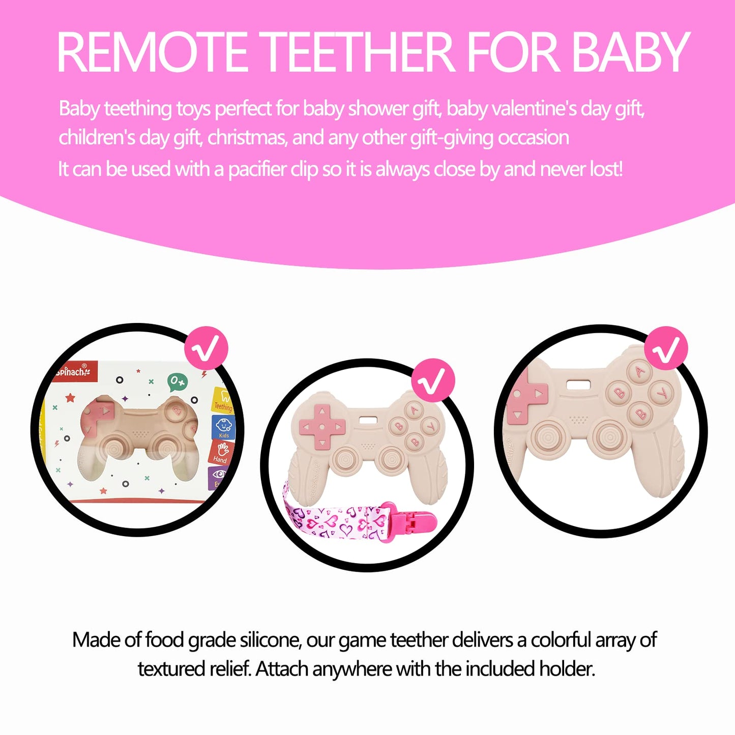 Cool Remote Game Control Teething Toy for Babies 0-6 6-12 Months,Game Controller Teether for Gamer Parents,Babys First Valentin