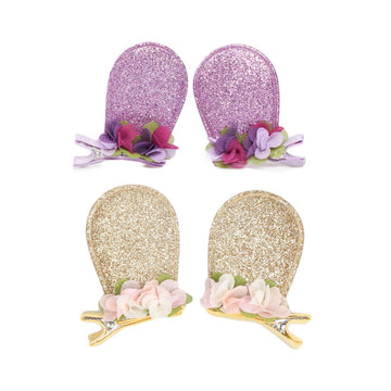 Easter Bunny Hair Clips Hairpins With Glitter Rabbit Ears Baby Girls Hair-Clip Jhe14 (Gold-Puprle) 1 Count (Pack Of 1)