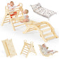Bluewood Pikler Triangle Set With Cushion, 8-In-1 Climbing Toys For Toddlers, Montessori Philosophy Play Jungle Gym With Arch, R
