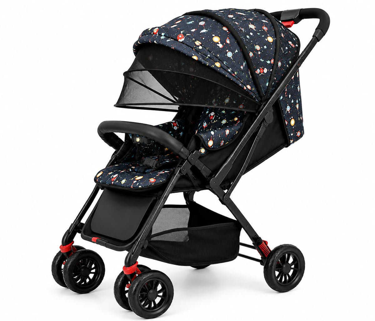 Kreevee Baby Stroller for 05 Years  Foldable Pram with Reversible Handle, 360 Swivel Wheels, Safety Harness, Adjustable Seat, 