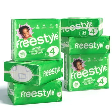 Freestyle Diapers - (Size 4) Hyper Absorbent & Non-Toxic - Disposable Diapers For Sensitive Skin - Ultra Soft Diapers (22-37 Lbs