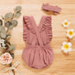 Detigee Baby Girl 1St Birthday Bodysuit Toddler Backless Jumpsuit With Headband (Pink01,12-18 Months)