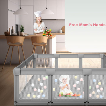 Large Baby Playpen For Toddlers, Playpen 74  50, Large Baby Play Yards Indoor & Outdoor, Sturdy Safety Baby Play Pen With Soft B