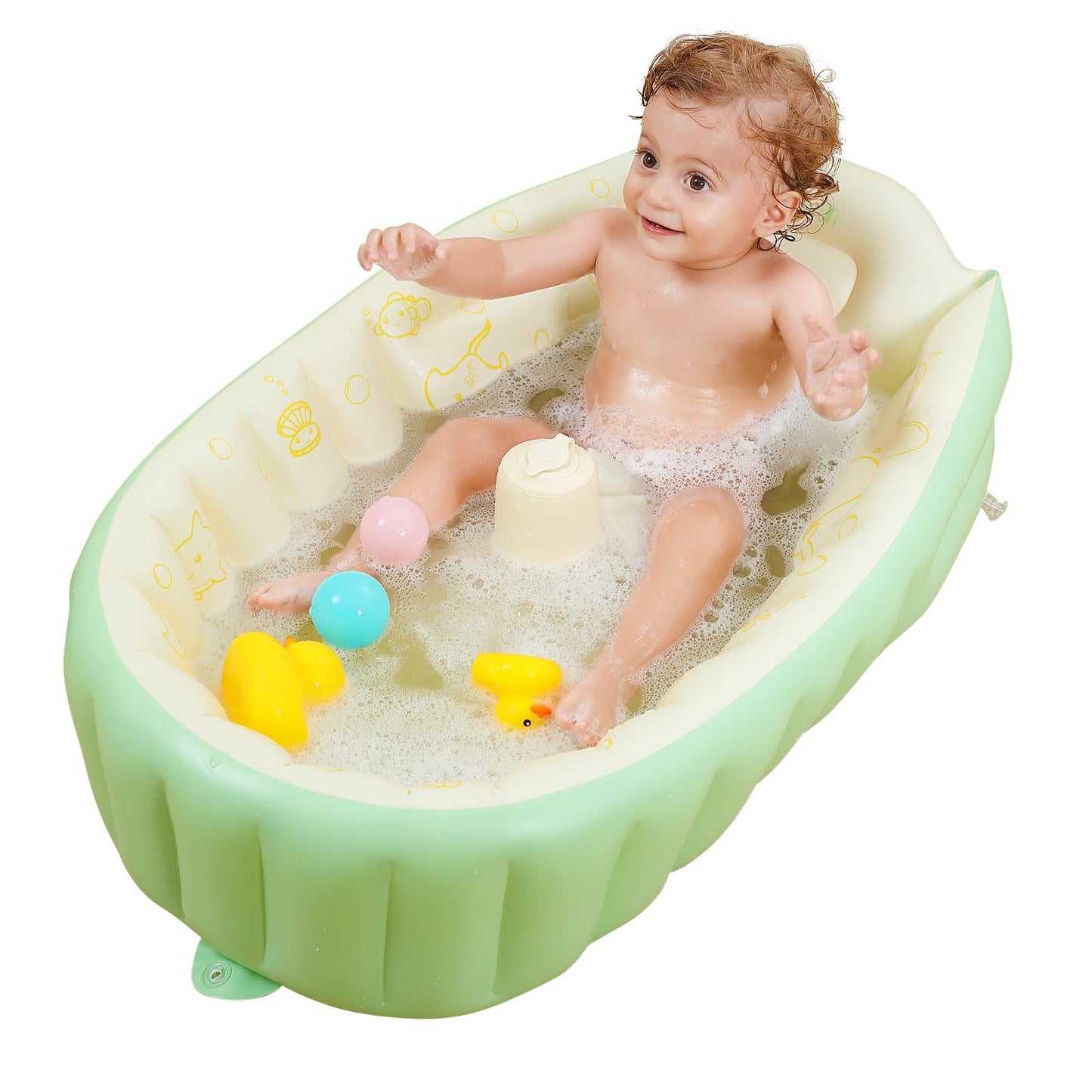 Rlozftel Baby Bathtub, Inflatable Baby Bathtub With Press Type Air Pump(Tool Free), Pvc Materials(Phthlate Free), Safety Non Sli
