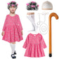 Old Lady Costume For Kids Girls 4T-5T 100 Days Of School Costume Outfit 100Th Day Of School Dress Up For Girls Kids Granny Grand