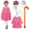 Old Lady Costume For Kids Girls 4T-5T 100 Days Of School Costume Outfit 100Th Day Of School Dress Up For Girls Kids Granny Grand