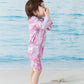 Umelok Baby Girls Swimsuit One Piece Full Zip With Long Sleeve Upf 50+ Sun Protection Sunsuit Pink Flower,12M